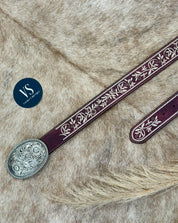 Charreada Embroidered Belt (Wine)