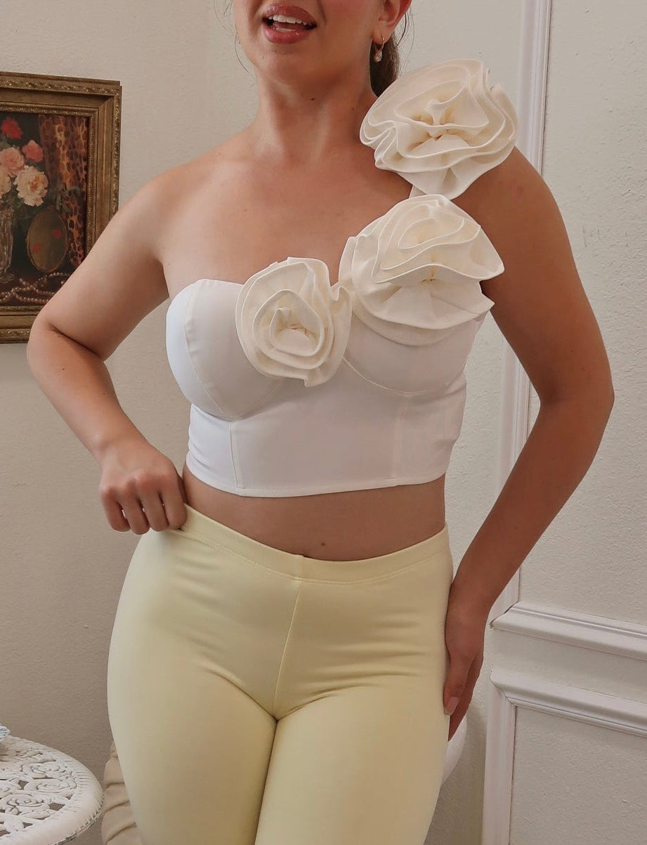 Gardenia One Shoulder Top (White)