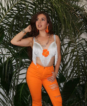 Metallic Fringe Top (Silver)