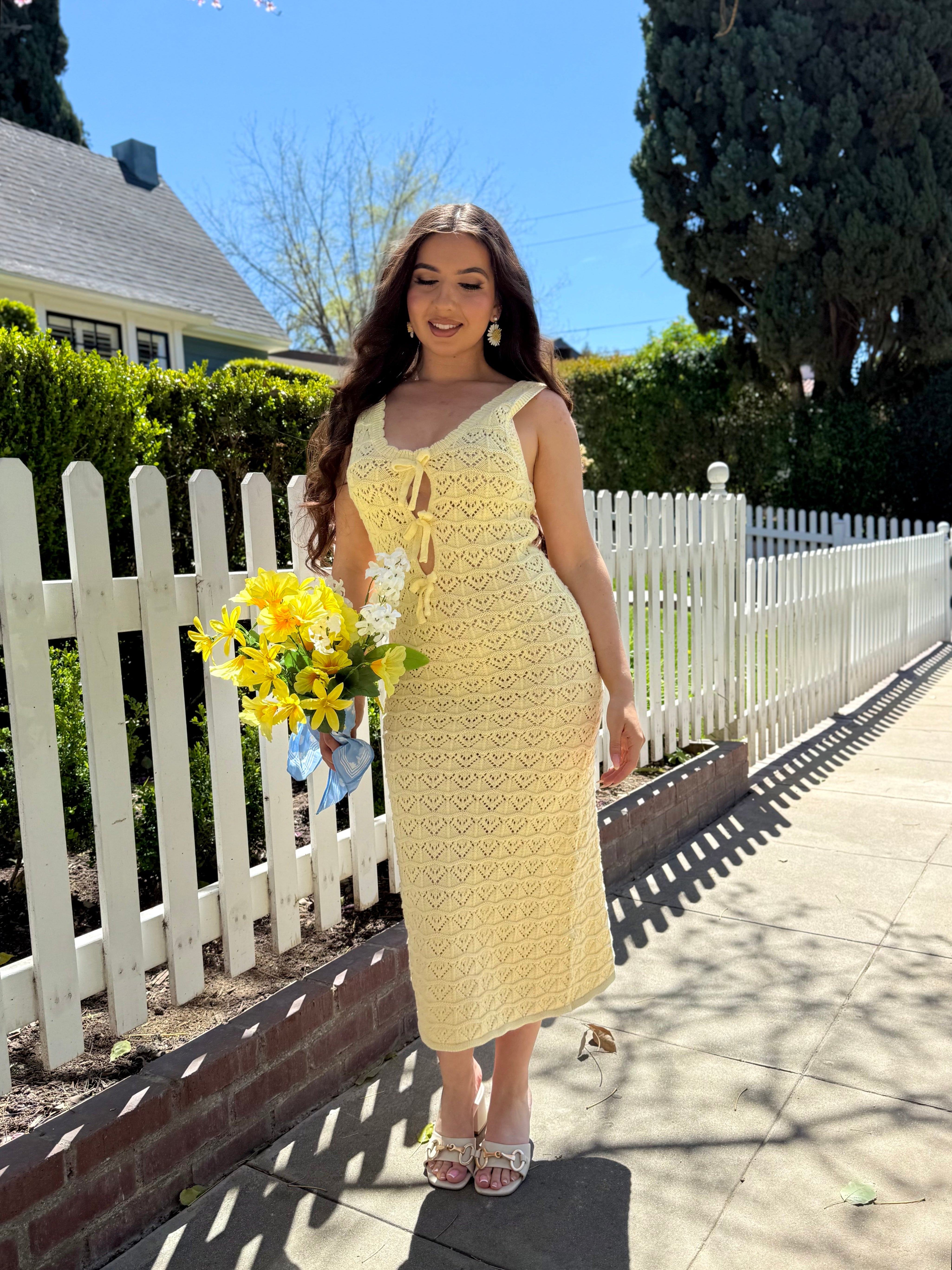 Daffodil Crochet Midi Dress