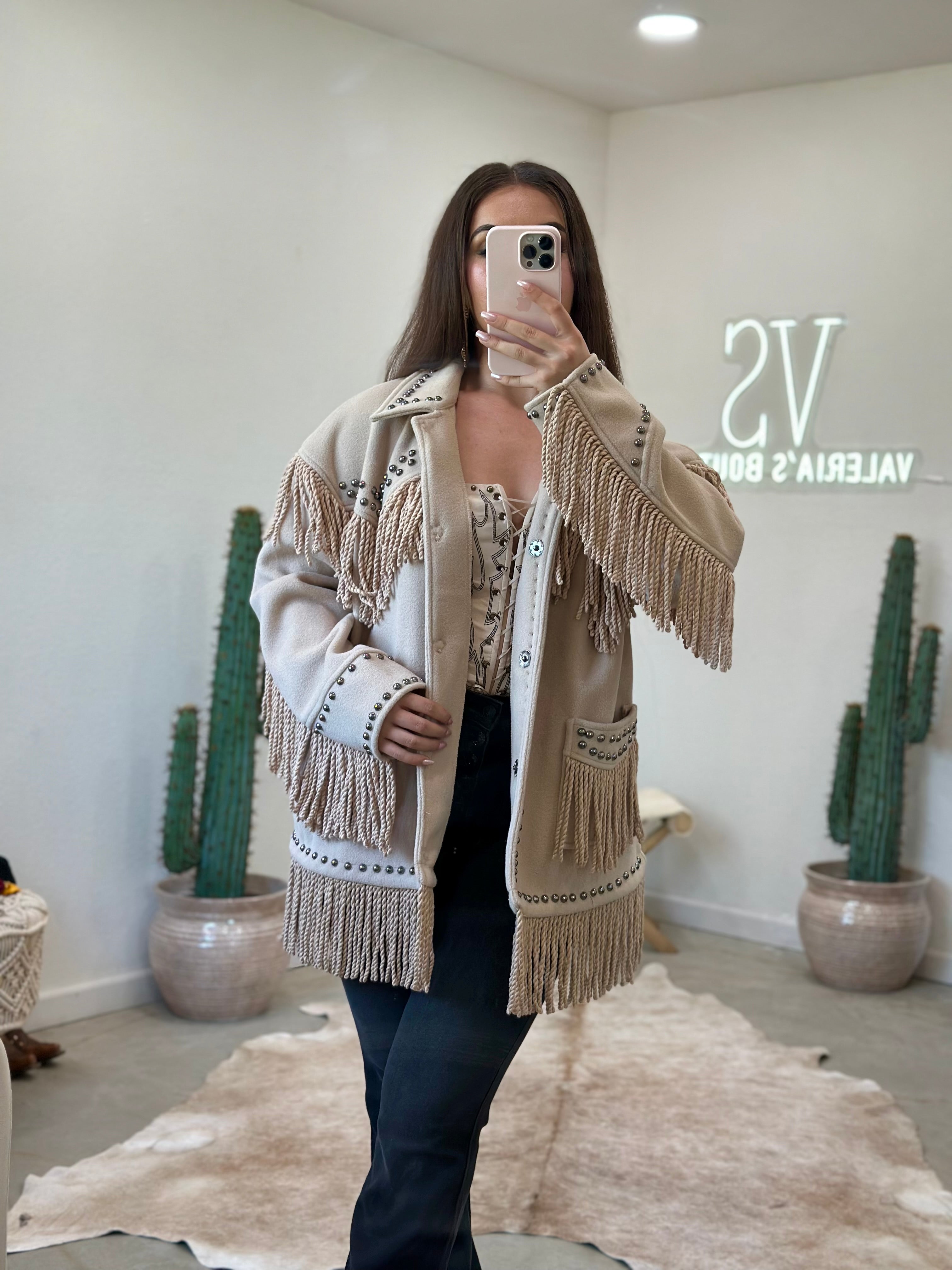 Mallorie Fringe Jacket (Natural)