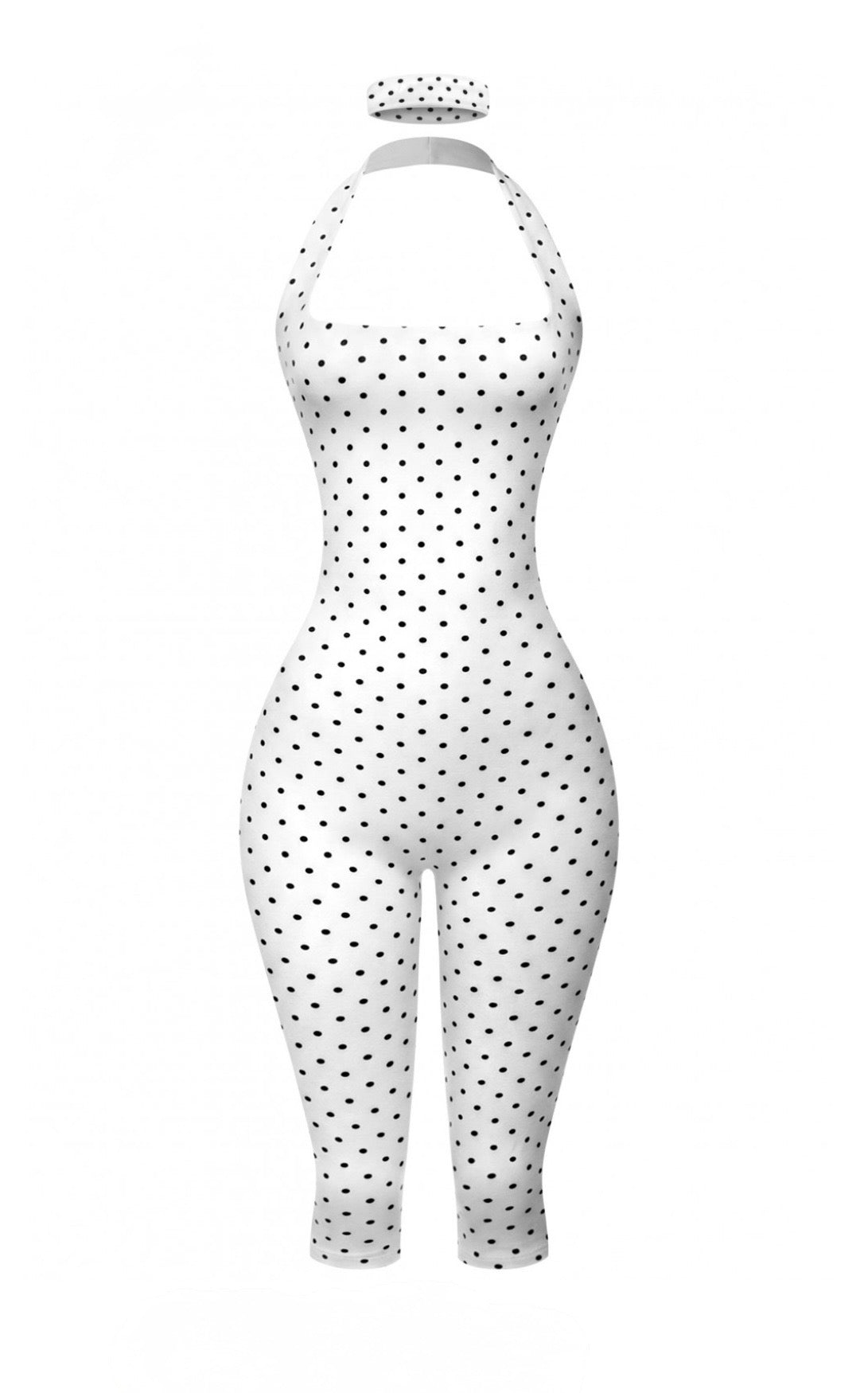 Valerie Polka Dot Capri Jumpsuit W/ Headband - PREORDER: ships out after 6/24