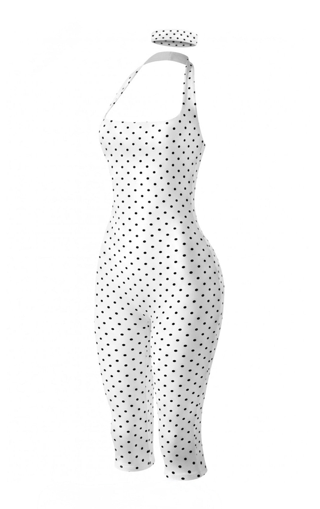 Valerie Polka Dot Capri Jumpsuit W/ Headband
