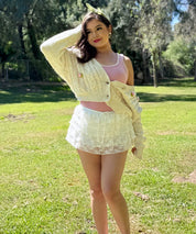 Aster Lace Bloomer Shorts (White)