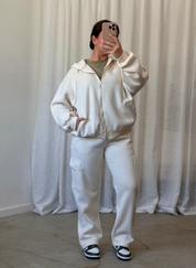 Kim Full Zip Oversized Sweater (Ecru)