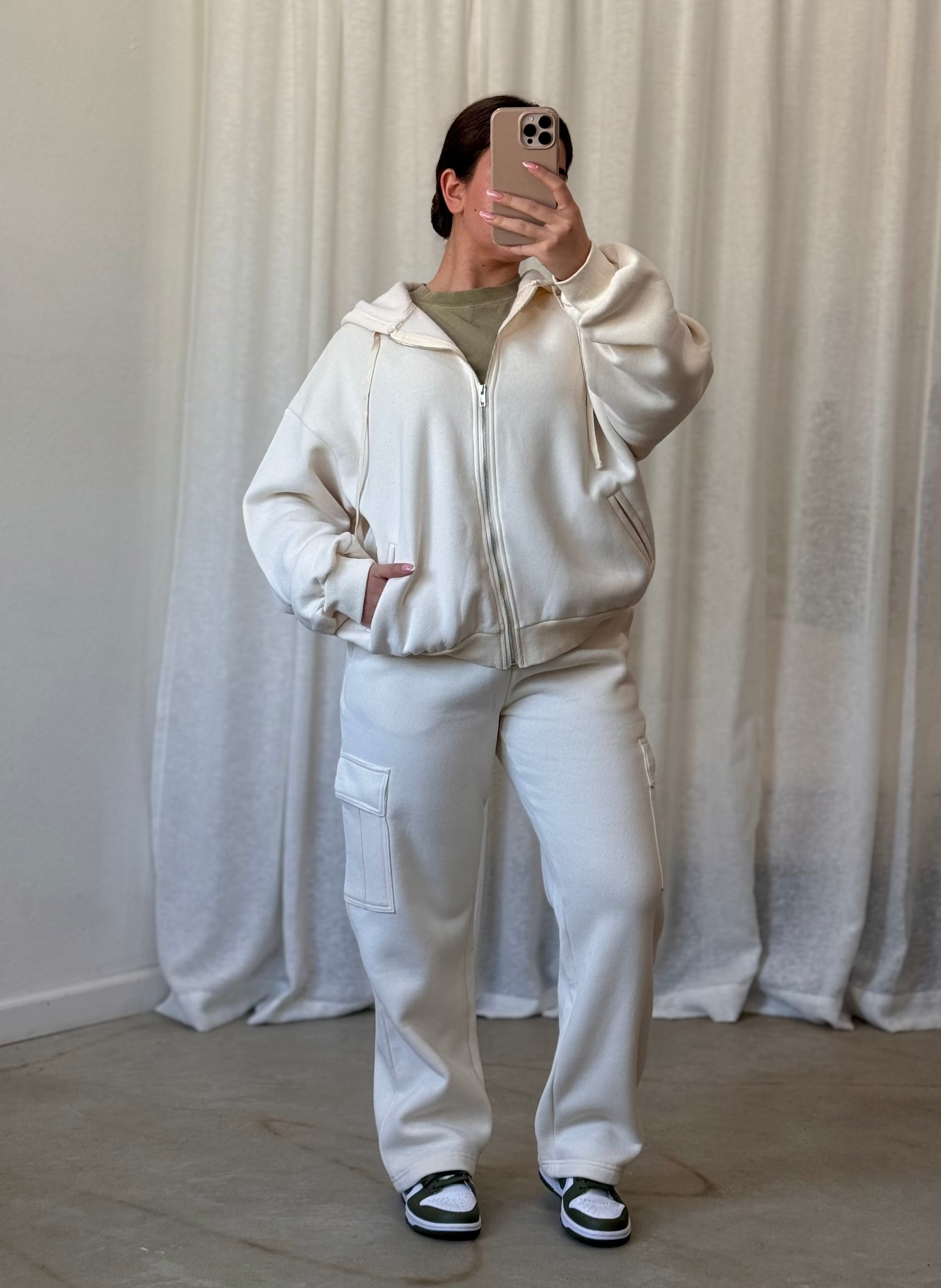 Kim Full Zip Oversized Sweater (Ecru)