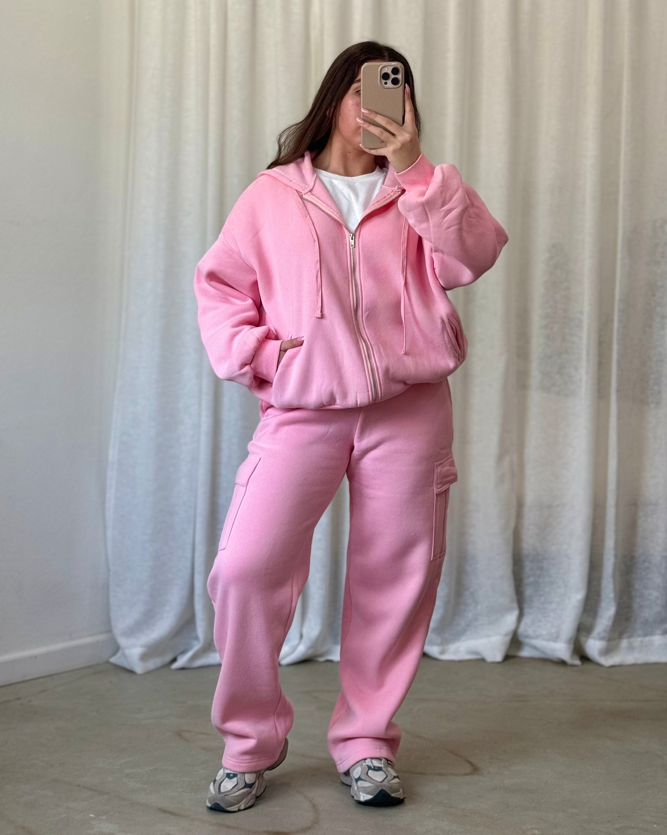 Kim Full Zip Oversized Sweater (Blush)