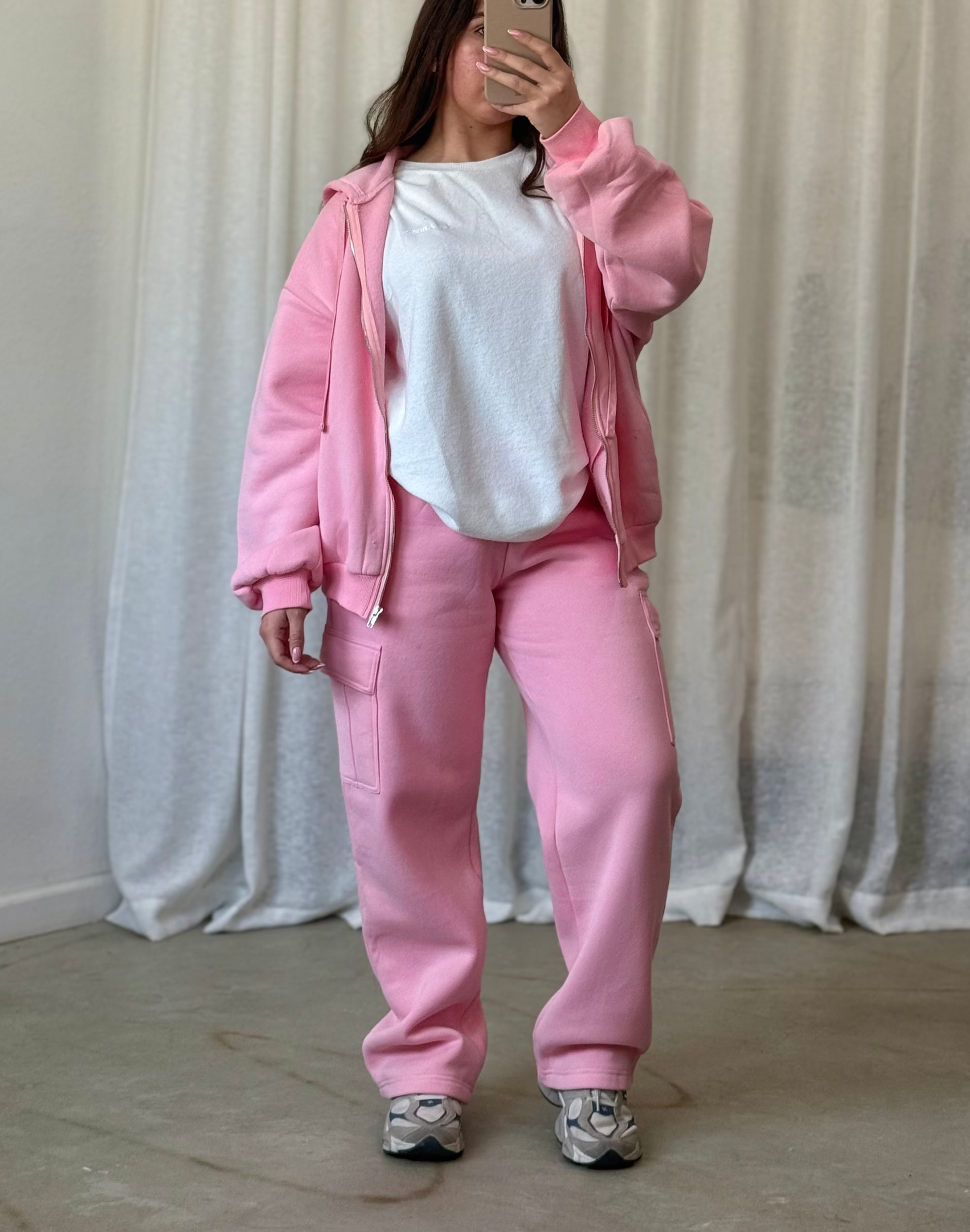 Kim Full Zip Oversized Sweater (Blush)