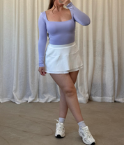 Valerie Long Sleeve Scoop Neck Top (Lavender)