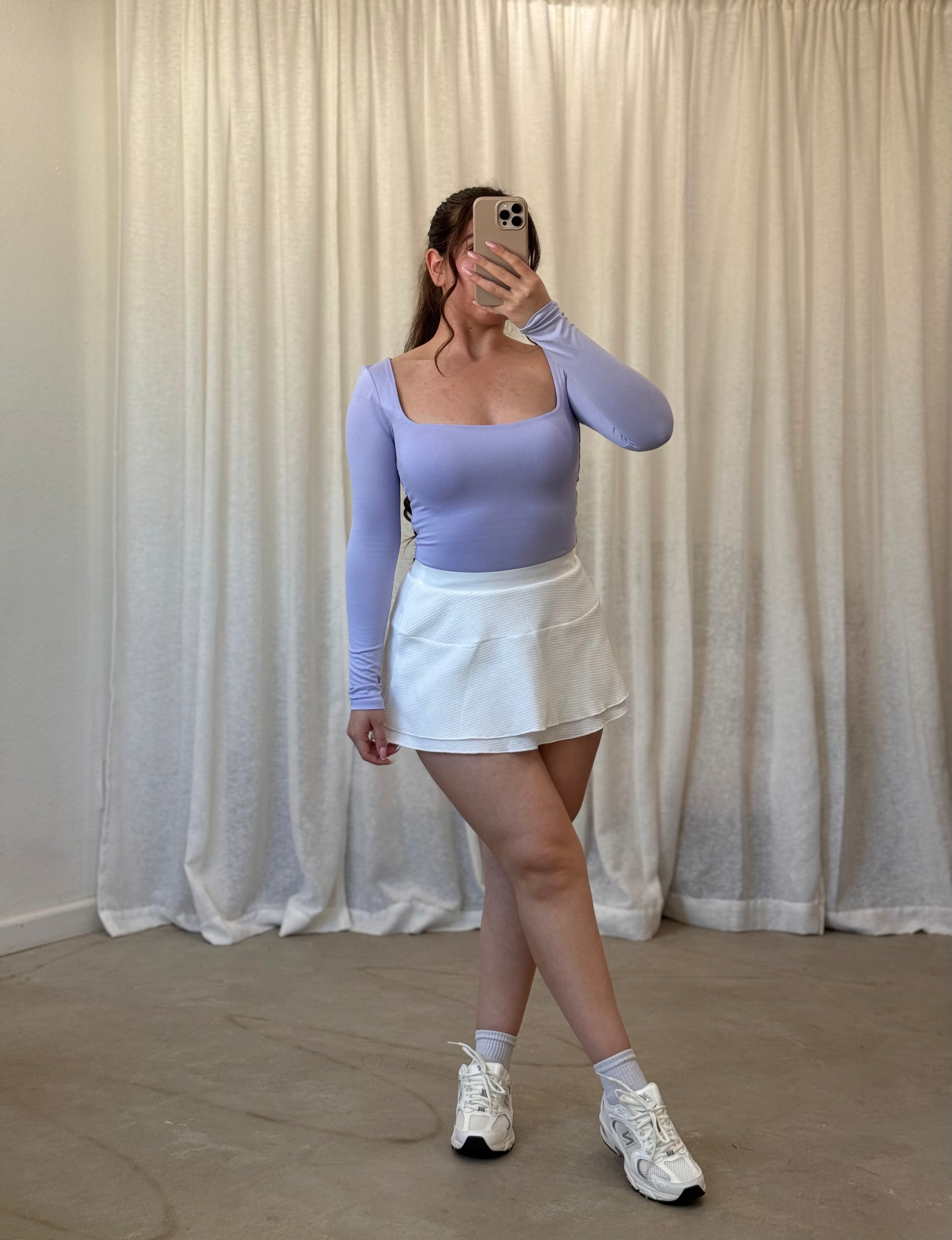 Valerie Long Sleeve Scoop Neck Top (Lavender)