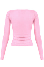 Valerie Long Sleeve Scoop Neck Top (Light Pink)