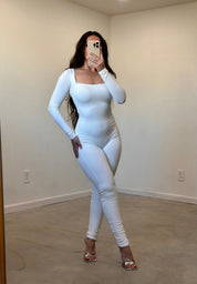 Valerie Long Sleeve Jumpsuit (White)