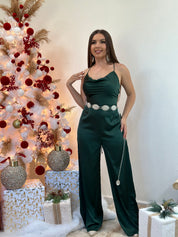 Estella Satin Jumpsuit (Hunter Green)