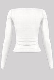 Valerie Long Sleeve Scoop Neck Top (Off White)