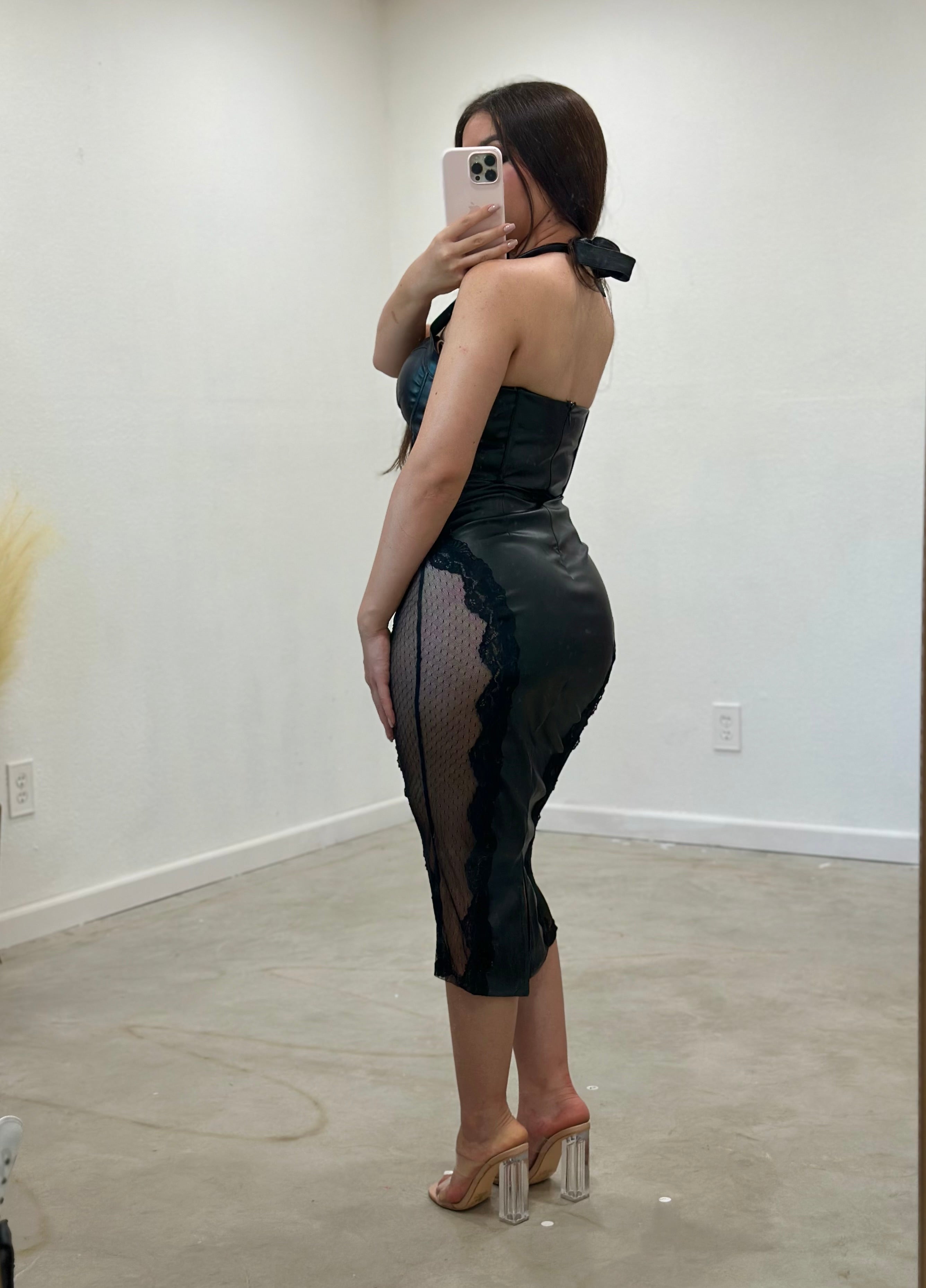 Temptation Leather Midi Dress : PREORDER: ships out after 11/14