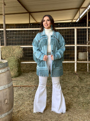 Mallorie Fringe Jacket (Turquoise)