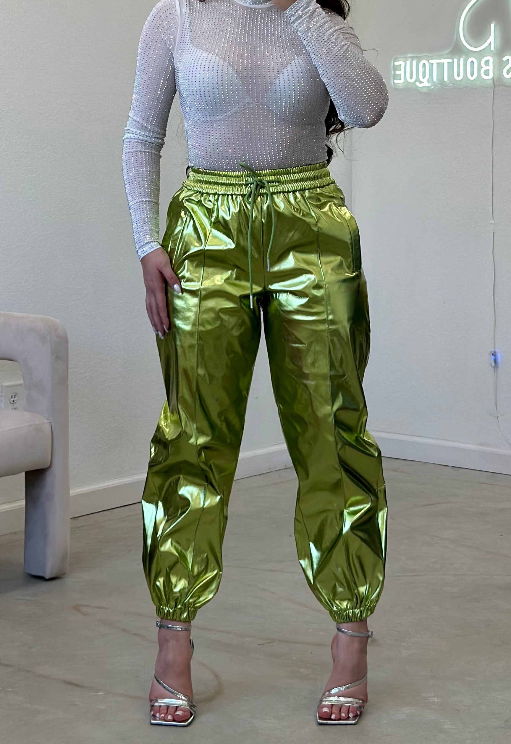 Galax Metallic Jogger Pants (Green)