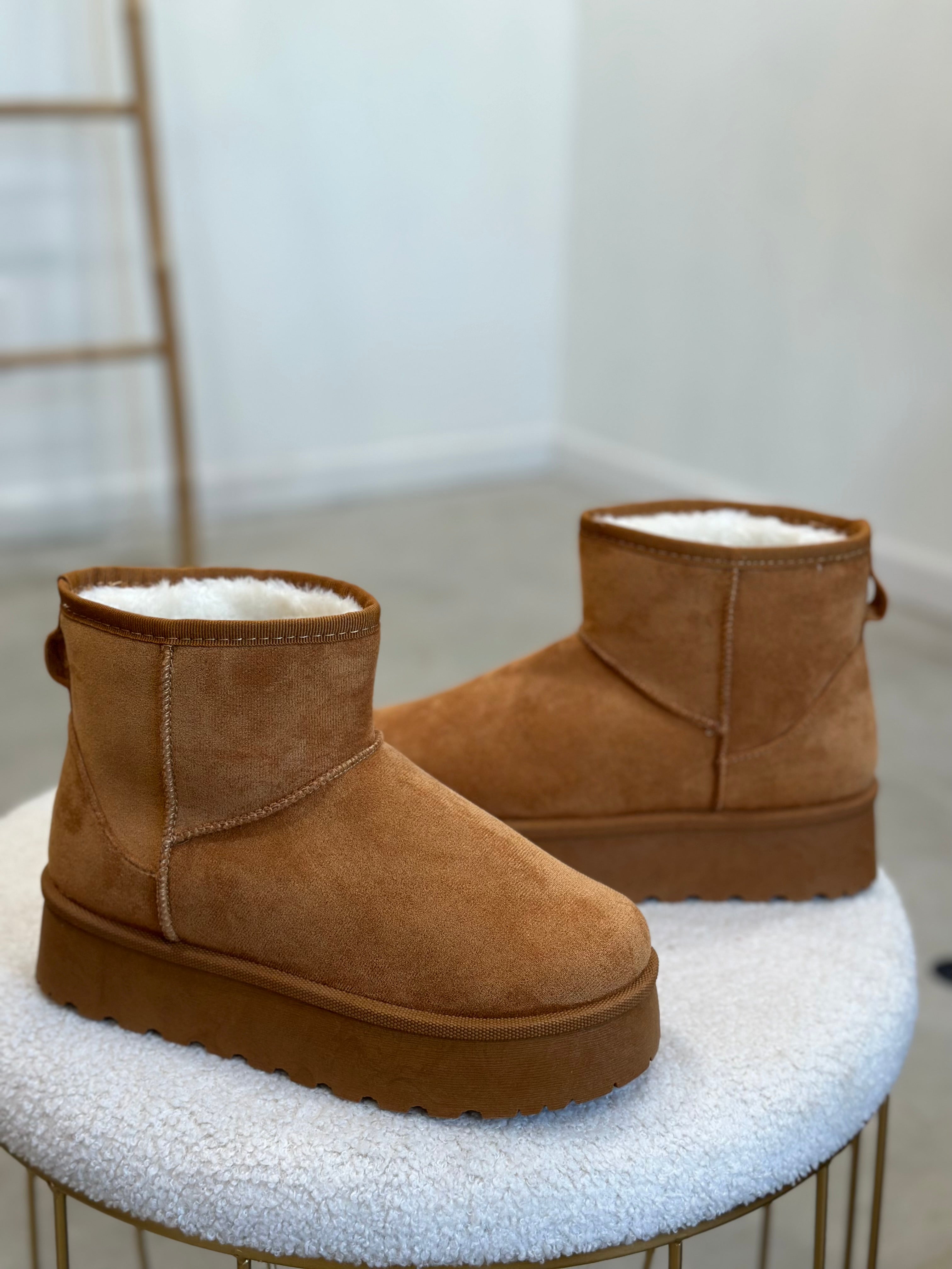 Brigham Suede Platform Booties (Camel)