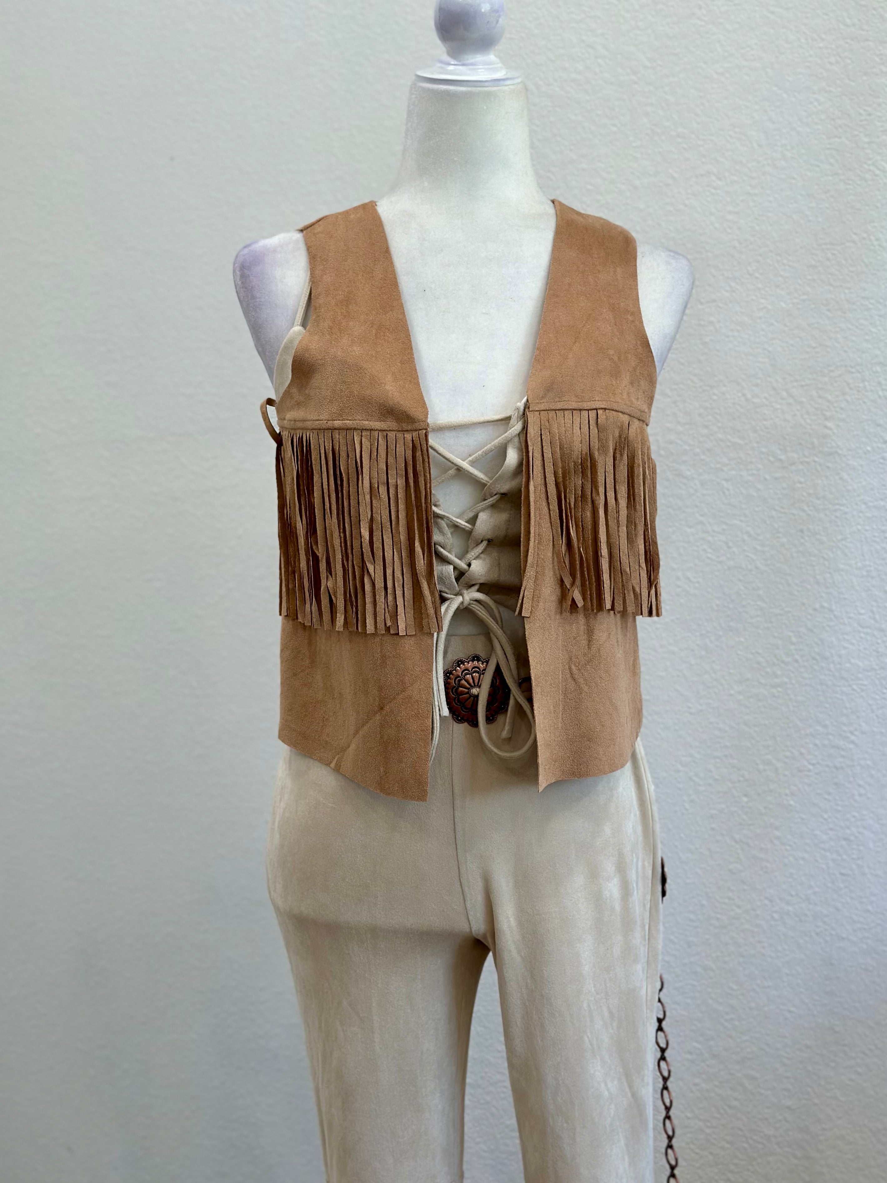 Suede Fringe Vest (Camel)