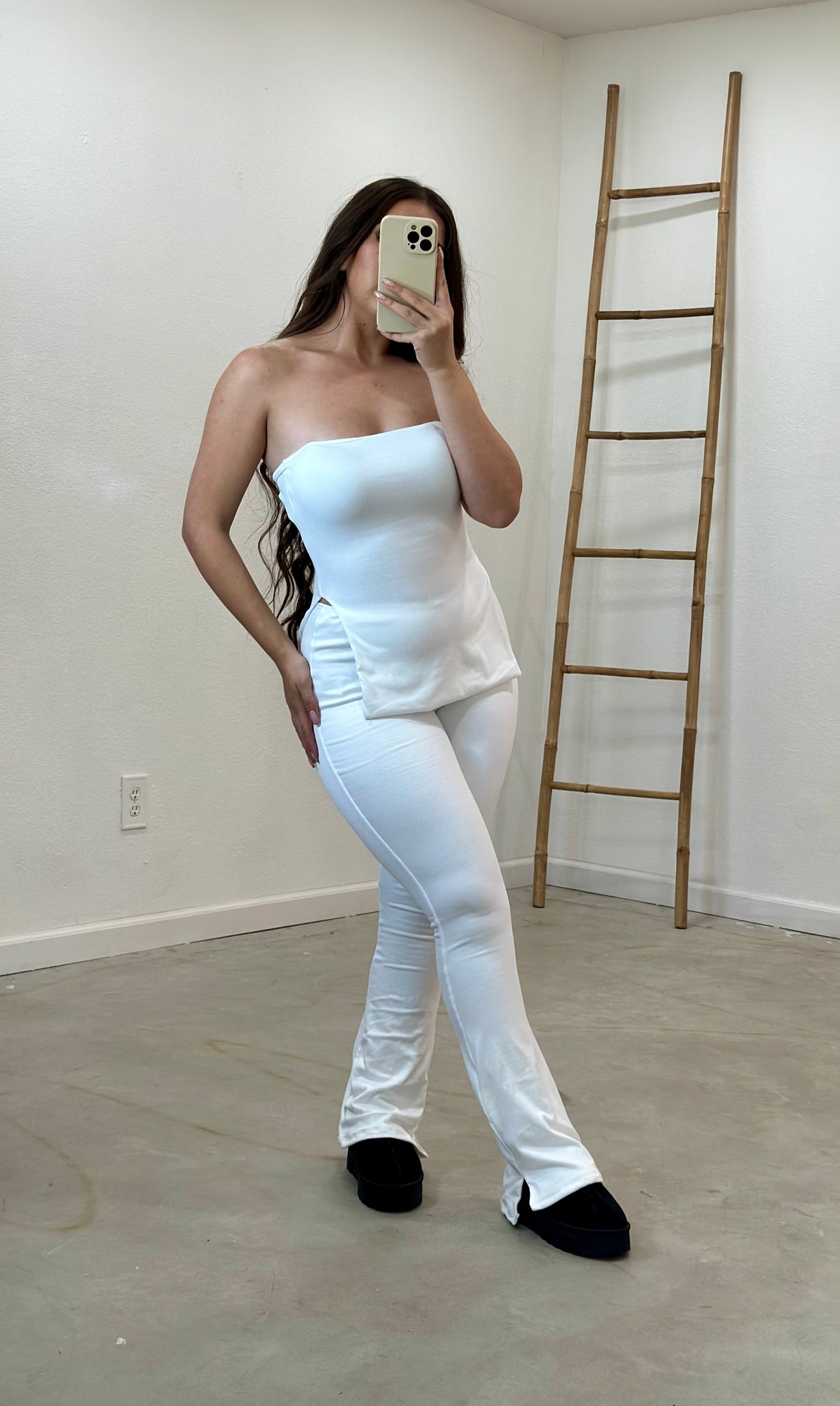 Natasha Matching Pant Set (White)