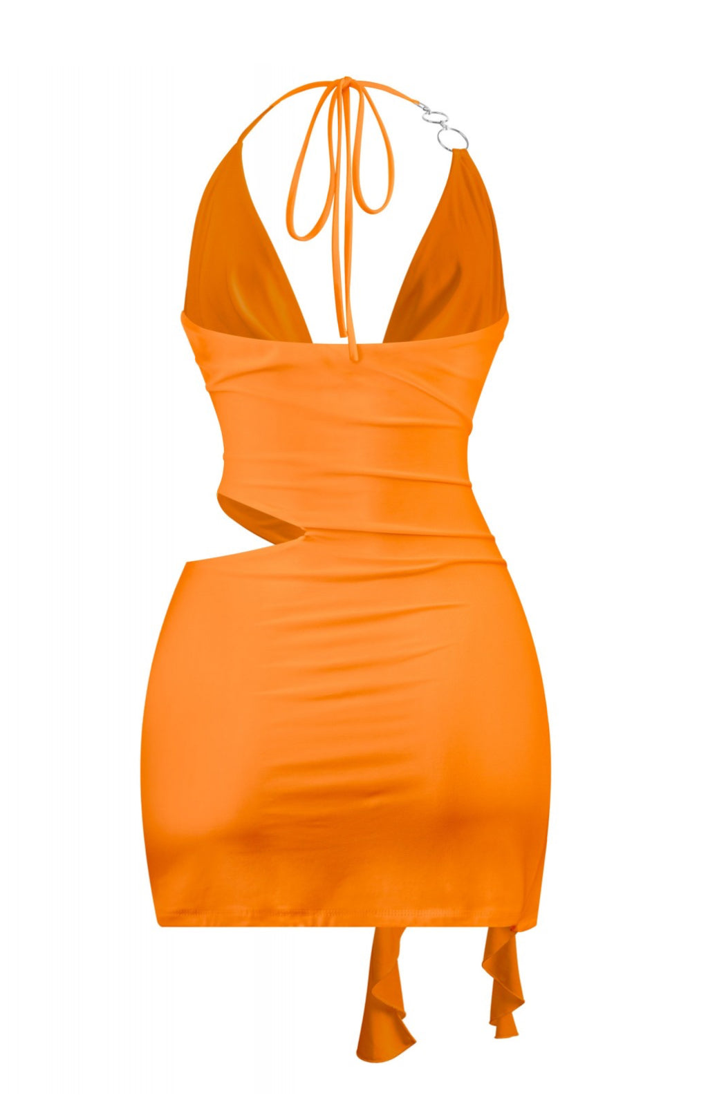 Naylea Cutout Ruffle Mini Dress (Orange)