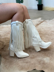 Bandida Fringe Cowgirl Boots (White)