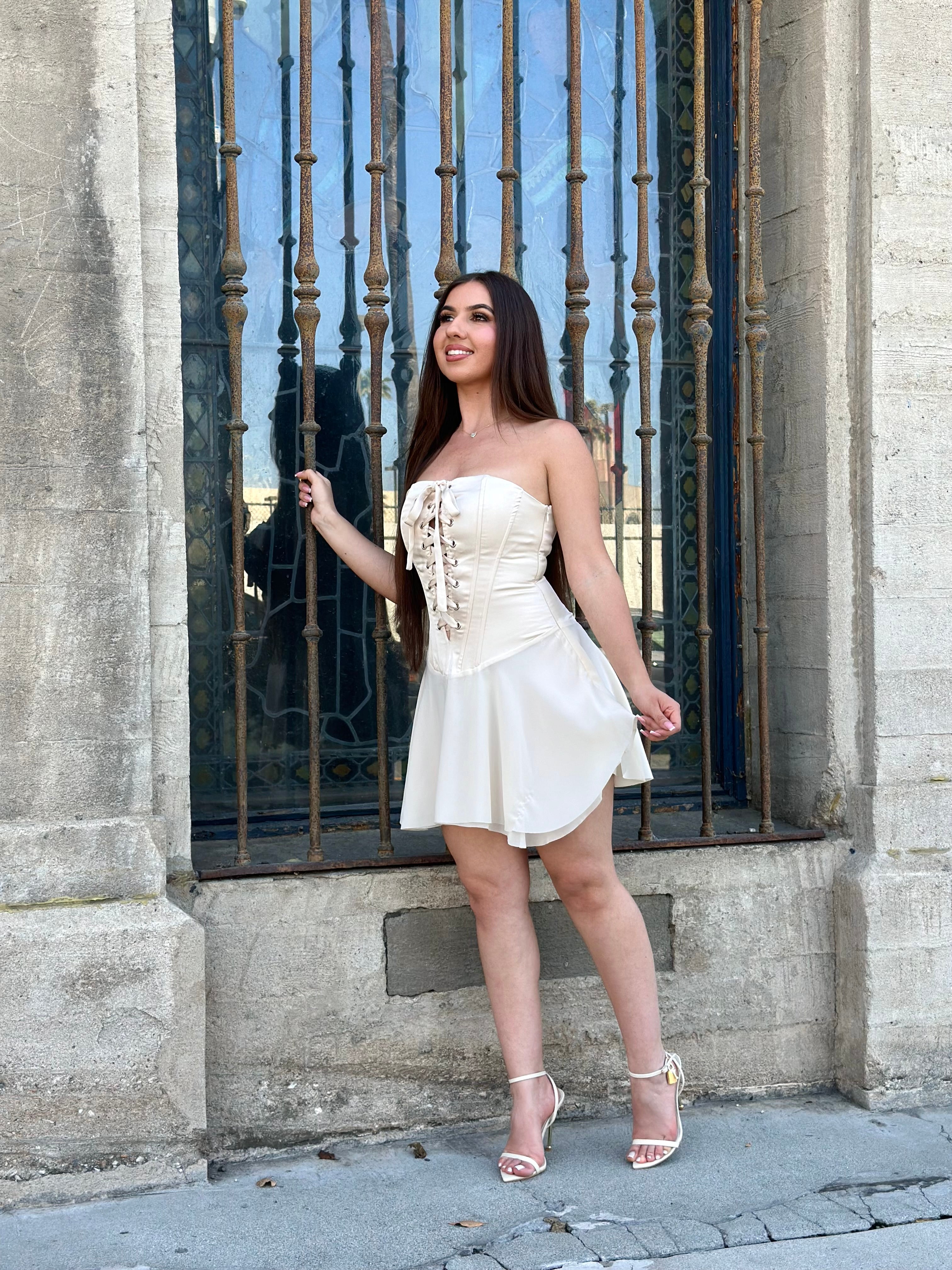 Ballerina Corset Mini Dress (Cream)