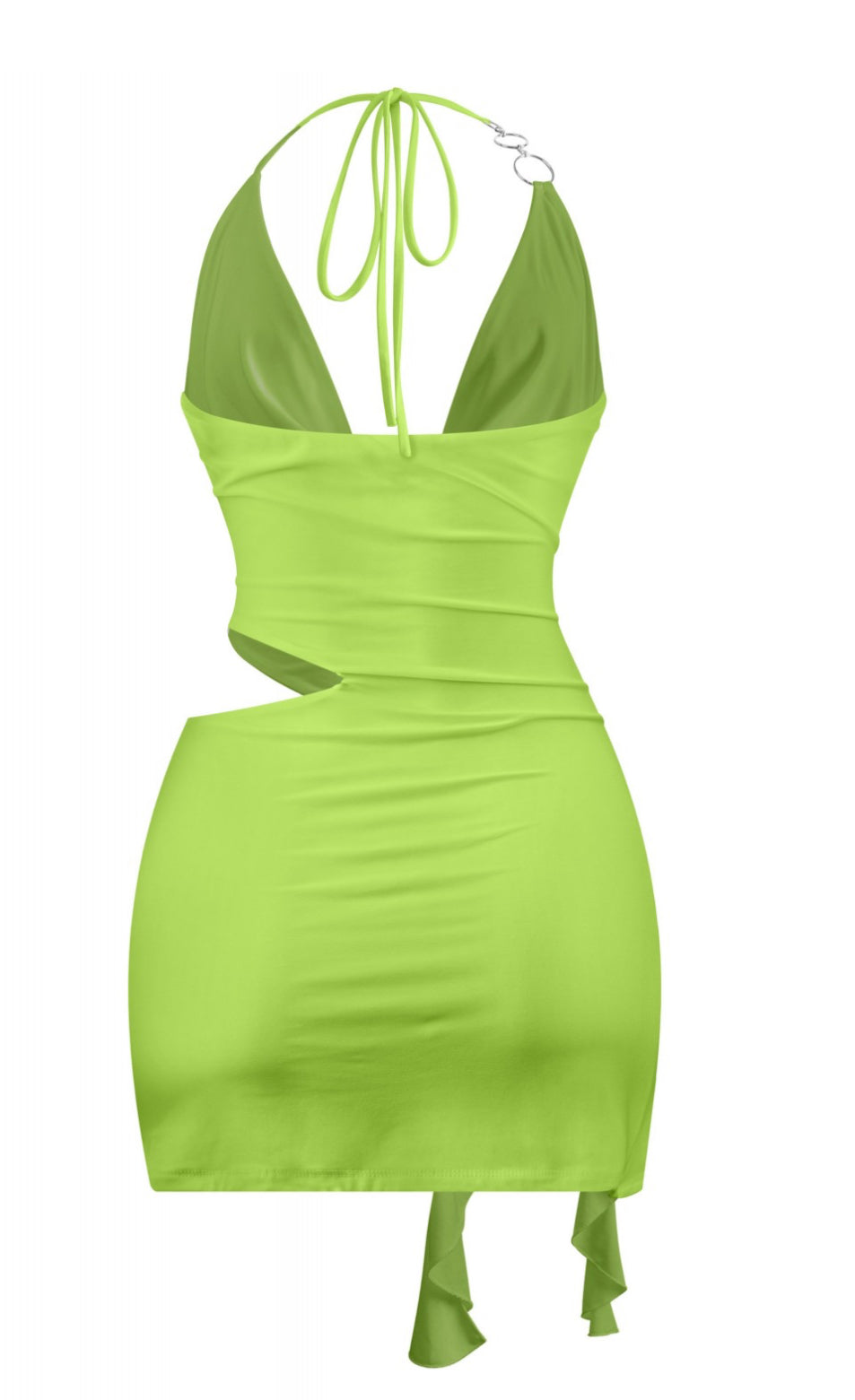 Naylea Cutout Ruffle Mini Dress (Lime)