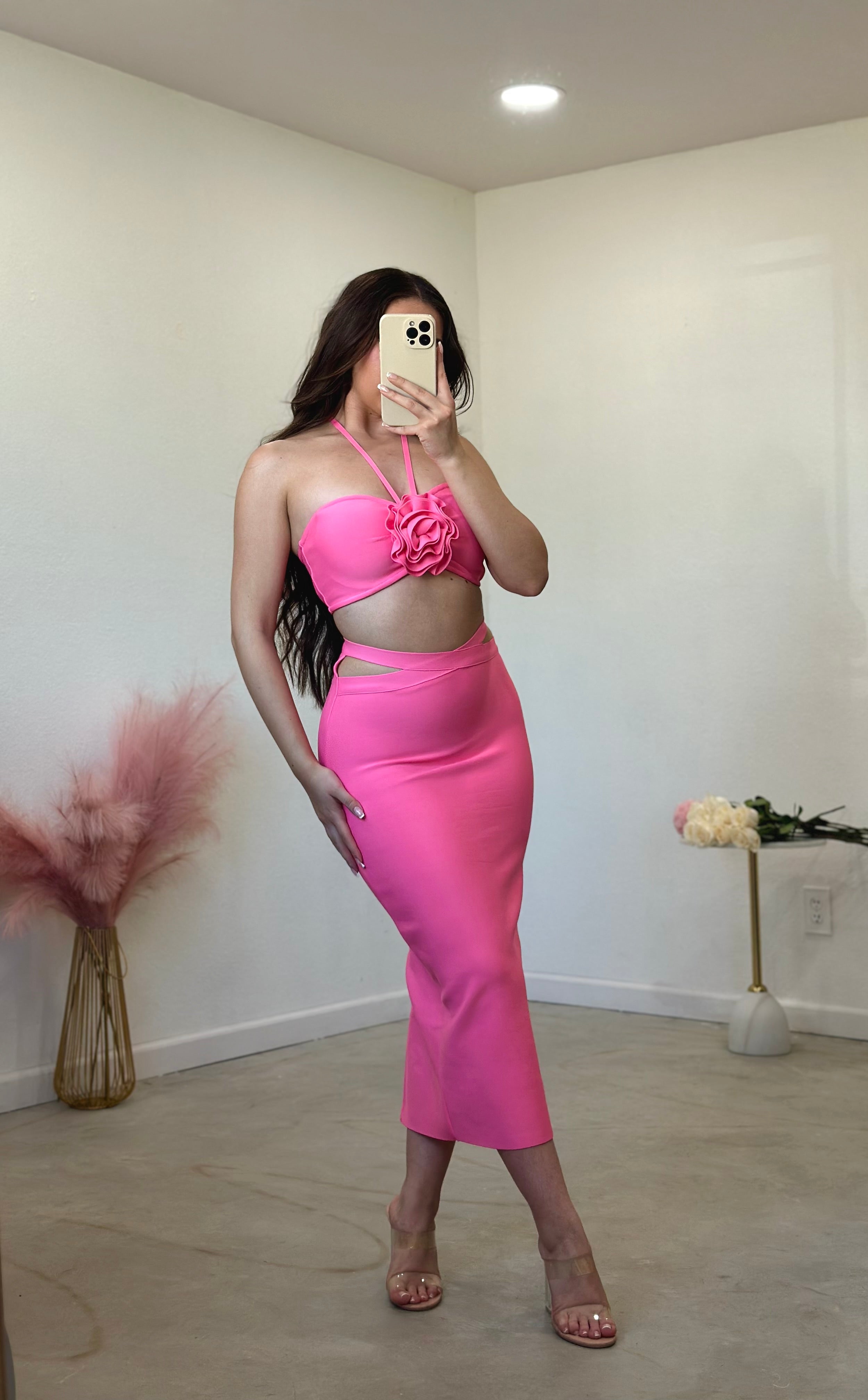 Rose Petal Bandage Skirt Set