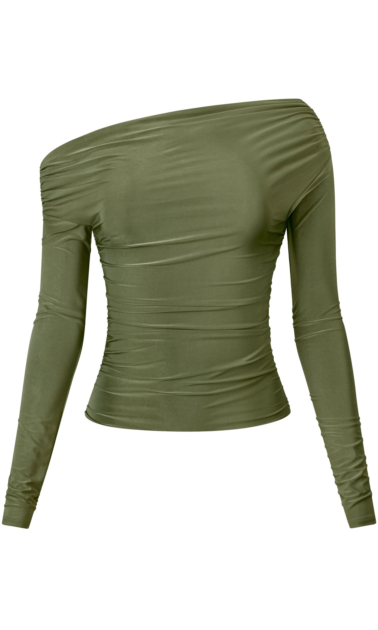 Naylea Asymmetrical Neckline Top (Olive)