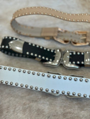 Double Buckle Studded Western Belt