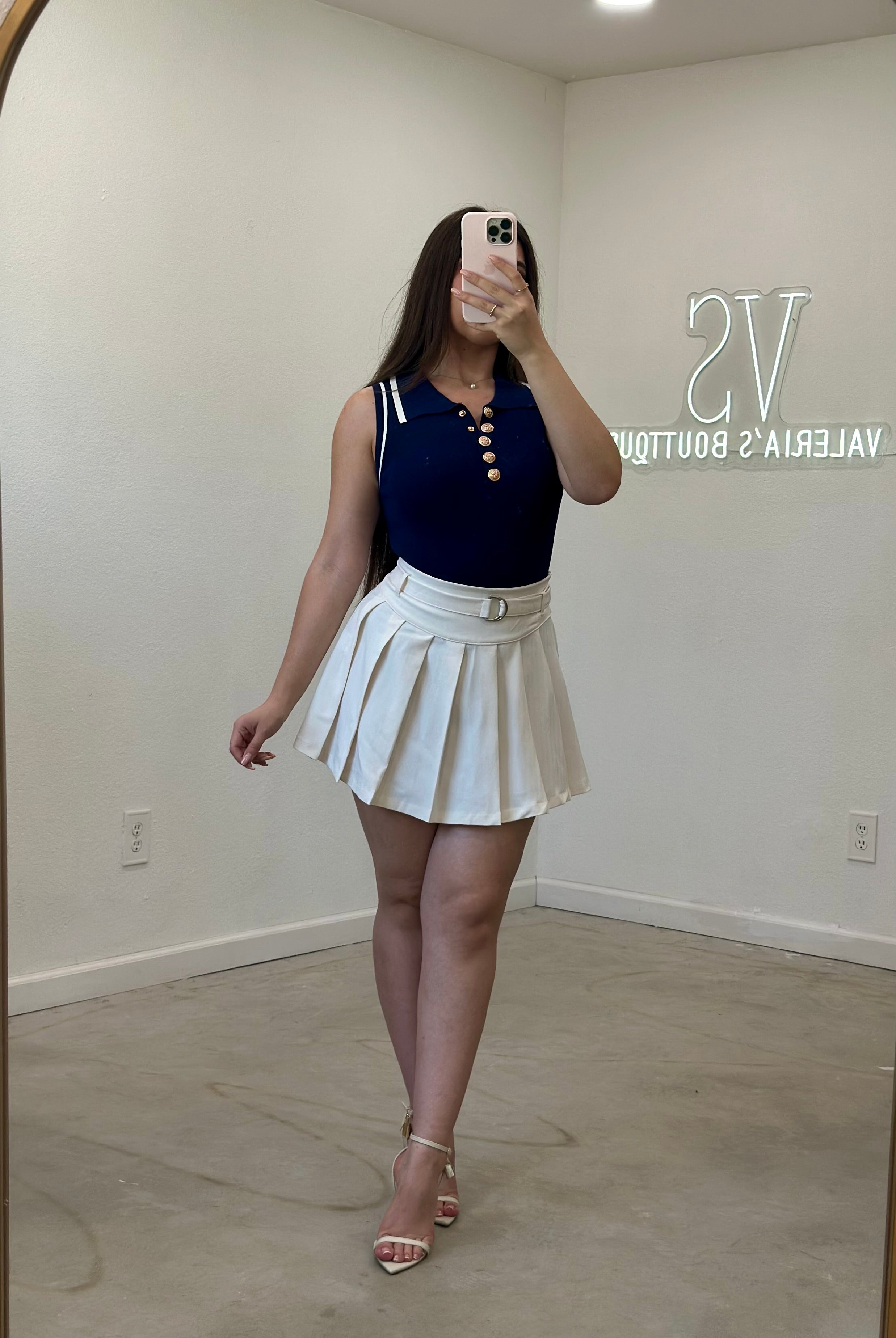 Sabrina Pleated Mini Skirt (Ivory) – Valeria'S Boutique
