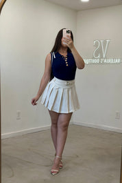 Sabrina Pleated Mini Skirt (Ivory)