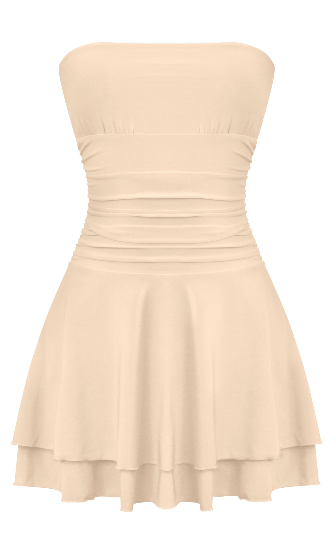 Naylea Ruffled Mini Dress (Taupe)