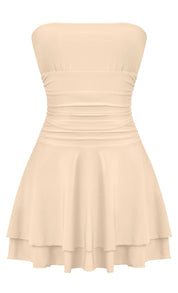 Naylea Ruffled Mini Dress (Taupe)