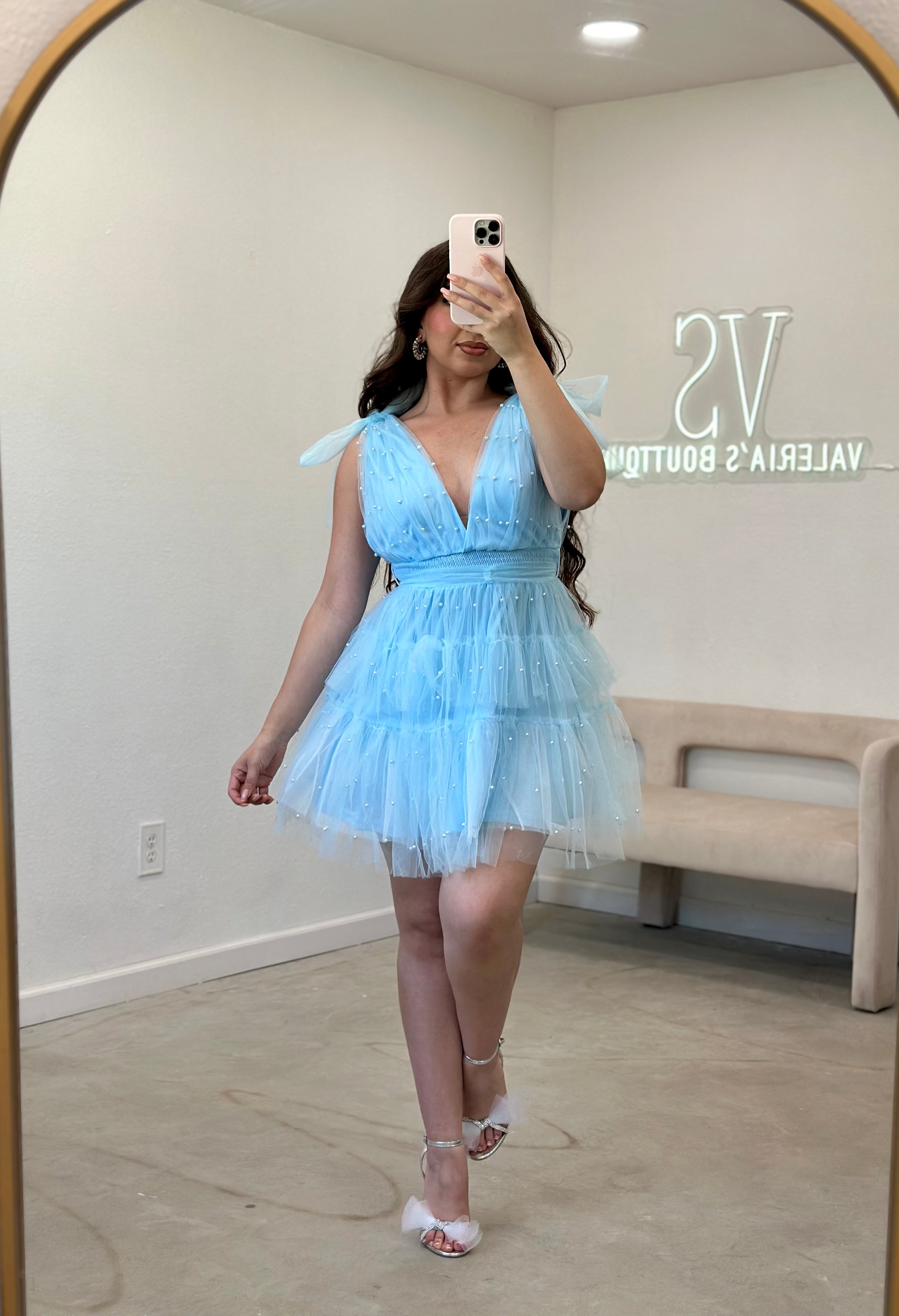 Out of a Fairytale Mini Dress (Light Blue)