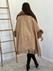 Jana Suede Fur Shawl (Brown)