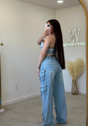 Lady Gaga Cargo Jeans (Light Denim)