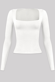 Valerie Long Sleeve Scoop Neck Top (Off White)