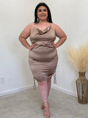 Joane Satin Dress (Mocha)