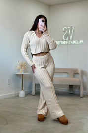 Aiza Knit Pant Set (Cream)