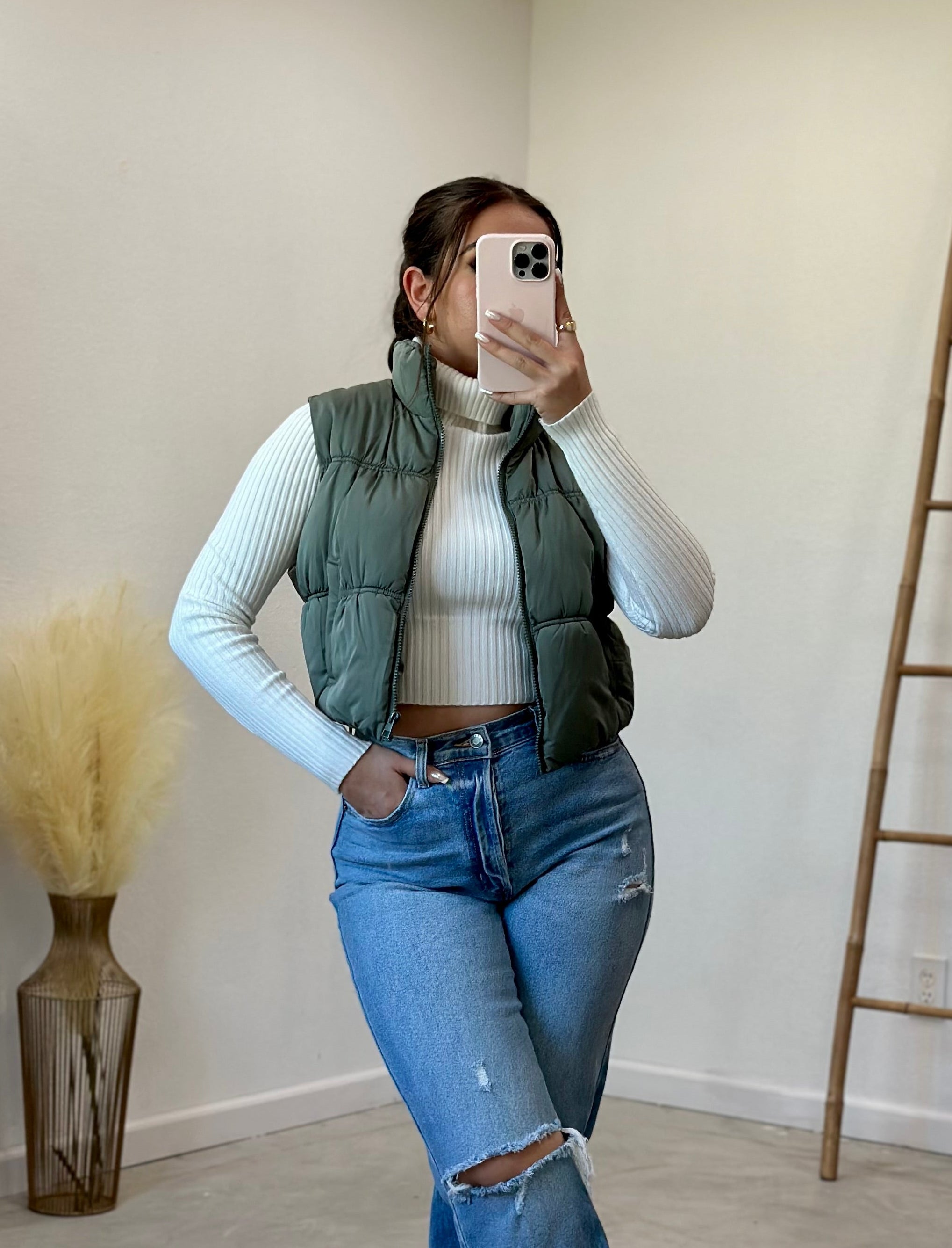 Alina Puffer Vest (Sage)