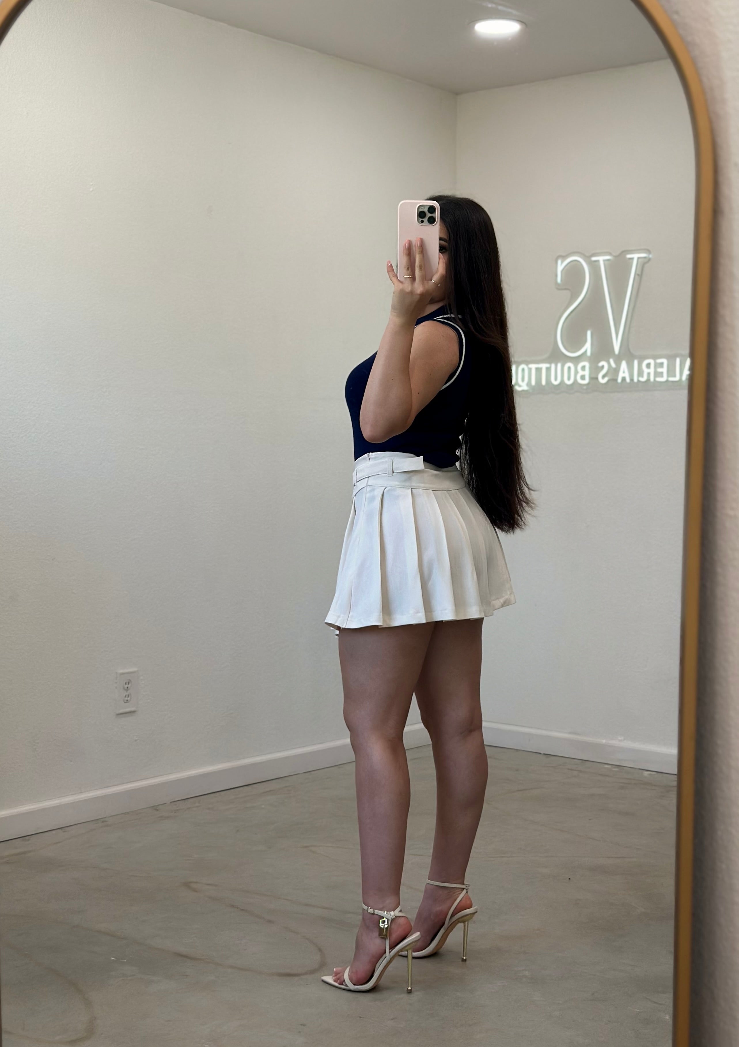 Sabrina Pleated Mini Skirt (Ivory) – Valeria'S Boutique