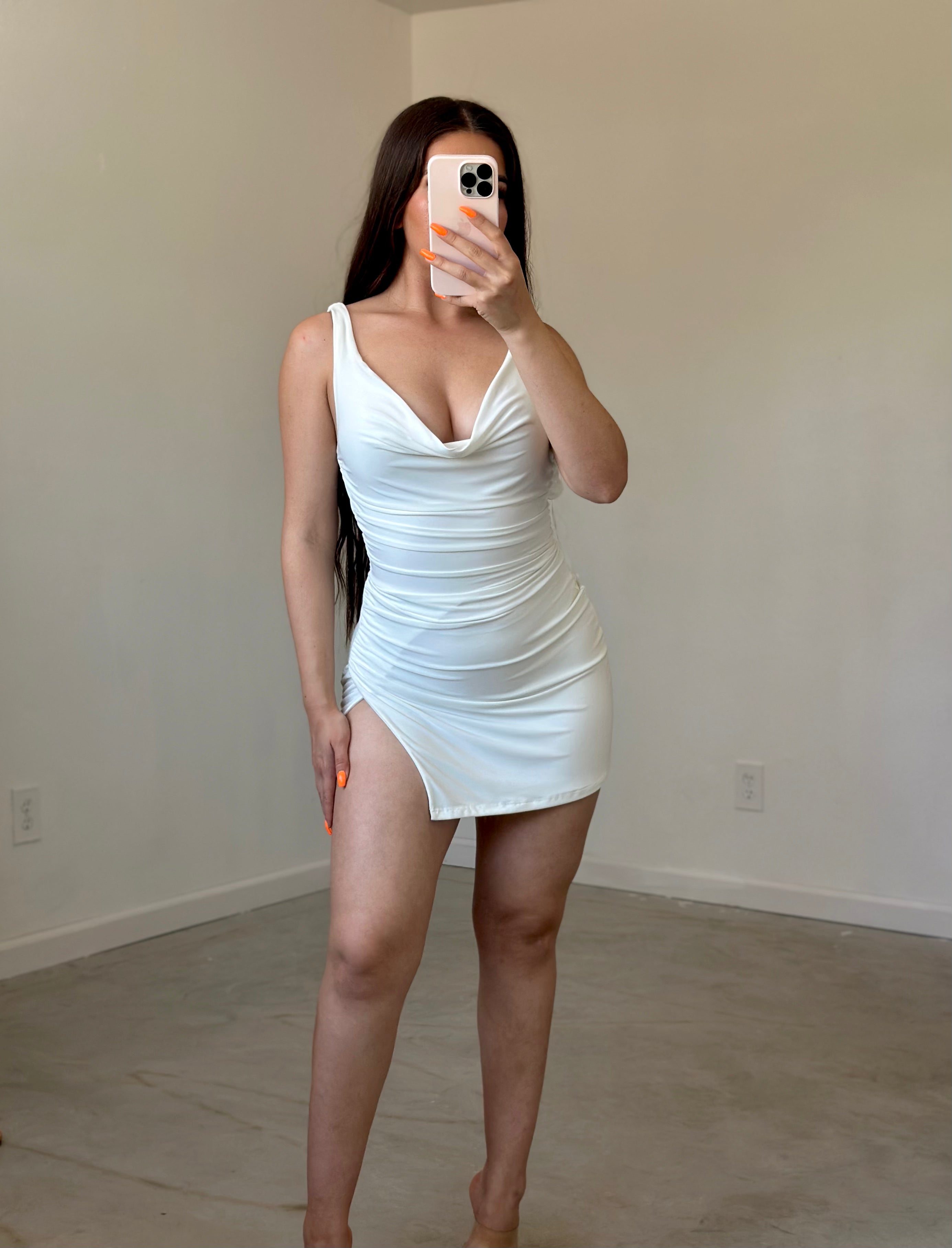 Lola Slip Mini Dress (White)