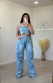 Lady Gaga Cargo Jeans (Light Denim)