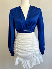 Keilani Long Sleeve Tie Top (Royal Blue)