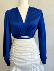 Keilani Long Sleeve Tie Top (Royal Blue)