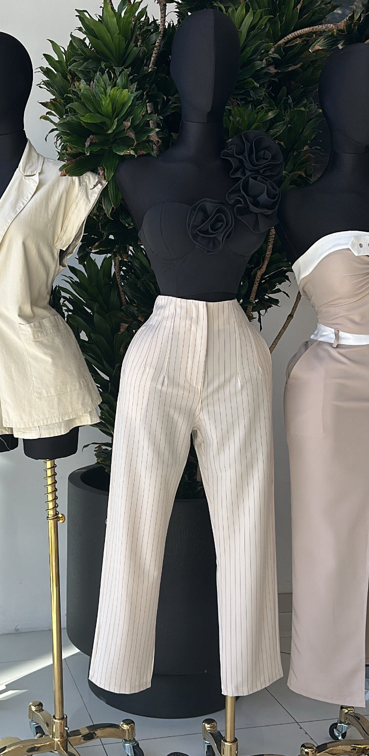 Antoinette Striped Pants (Beige)