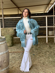 Mallorie Fringe Jacket (Turquoise)