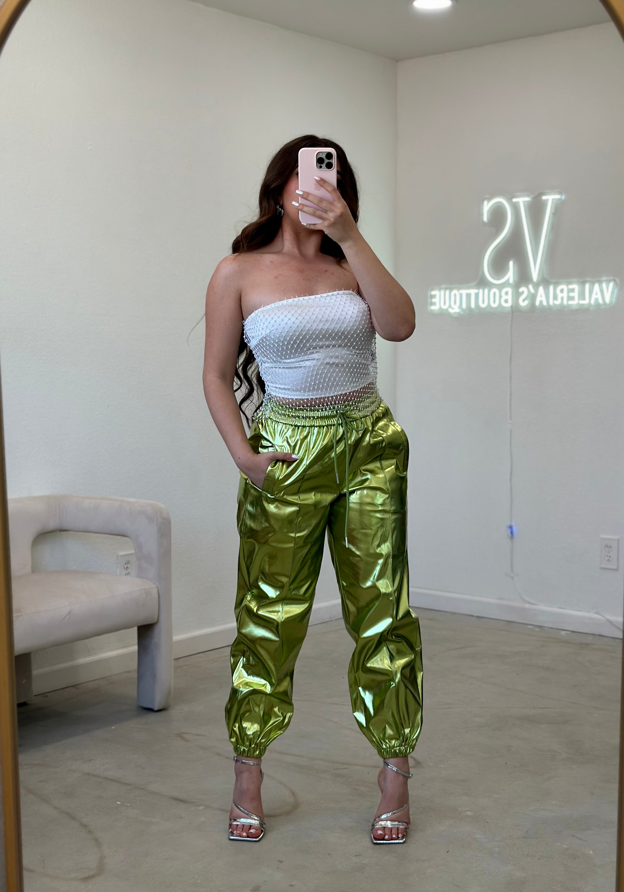 Galax Metallic Jogger Pants (Green)